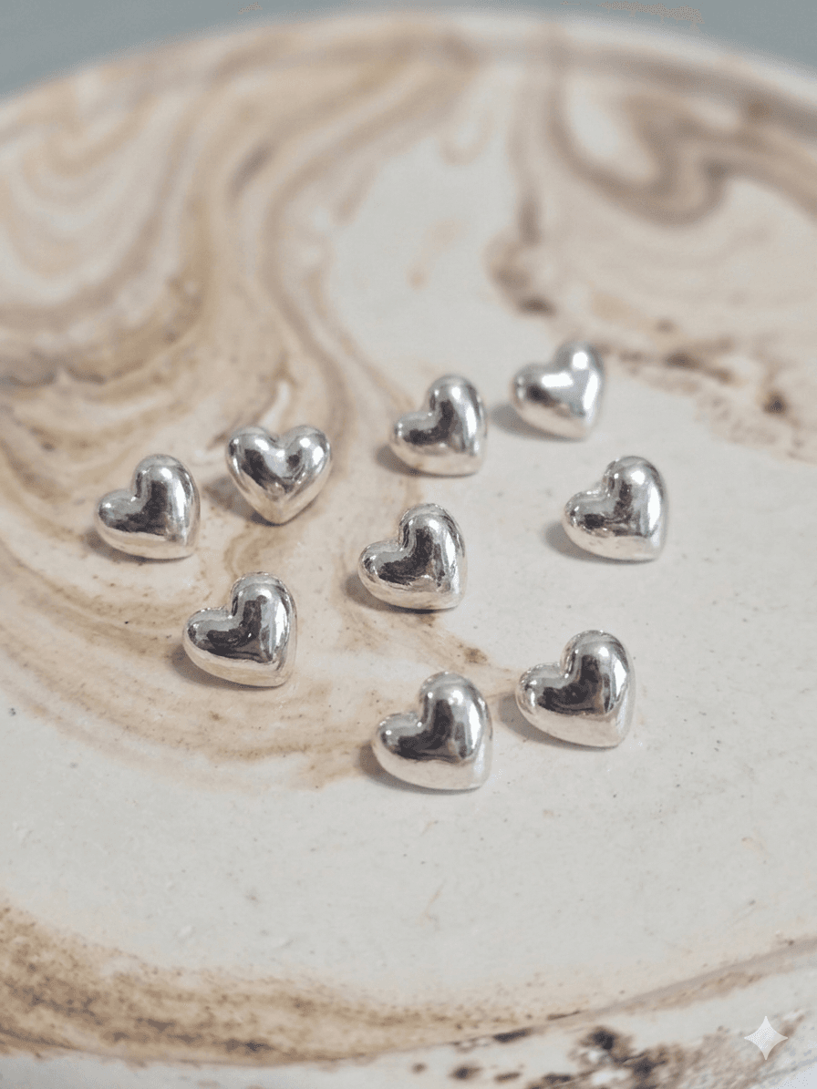 Organic Silver Heart Studs